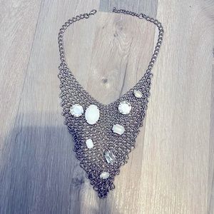 Costume jewelry white and silver beautiful piece